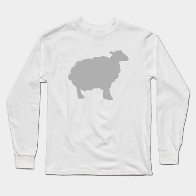 Sheep Silhouette Pattern in Grey on Mustard Yellow Long Sleeve T-Shirt by OneThreeSix